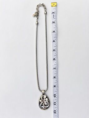 Brighton Silver Tone Teardrop Scroll Pendant Necklace